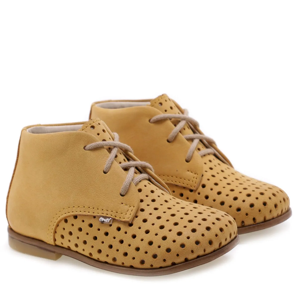 (1426-1) Emel perforated classic first shoes yellow