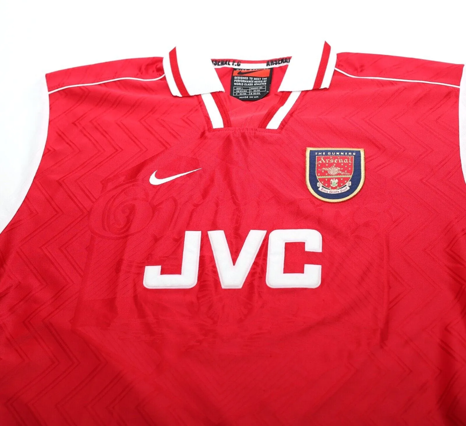 1996/98 WRIGHT #8 Arsenal Vintage adidas Home Football Shirt (L)