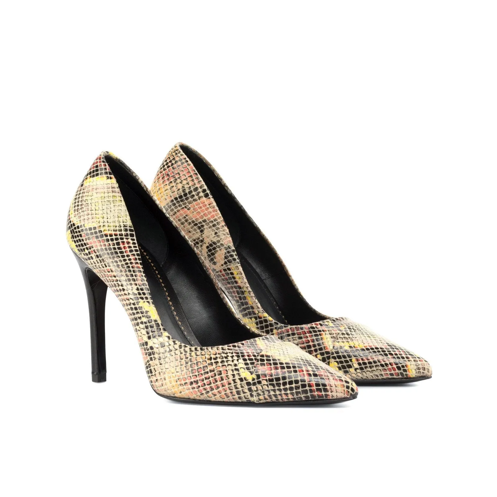 Ambrogio Bespoke Custom Women's Shoes Red Exotic Cascabel Snake-Skin Milan Pumps (AMBW1113)