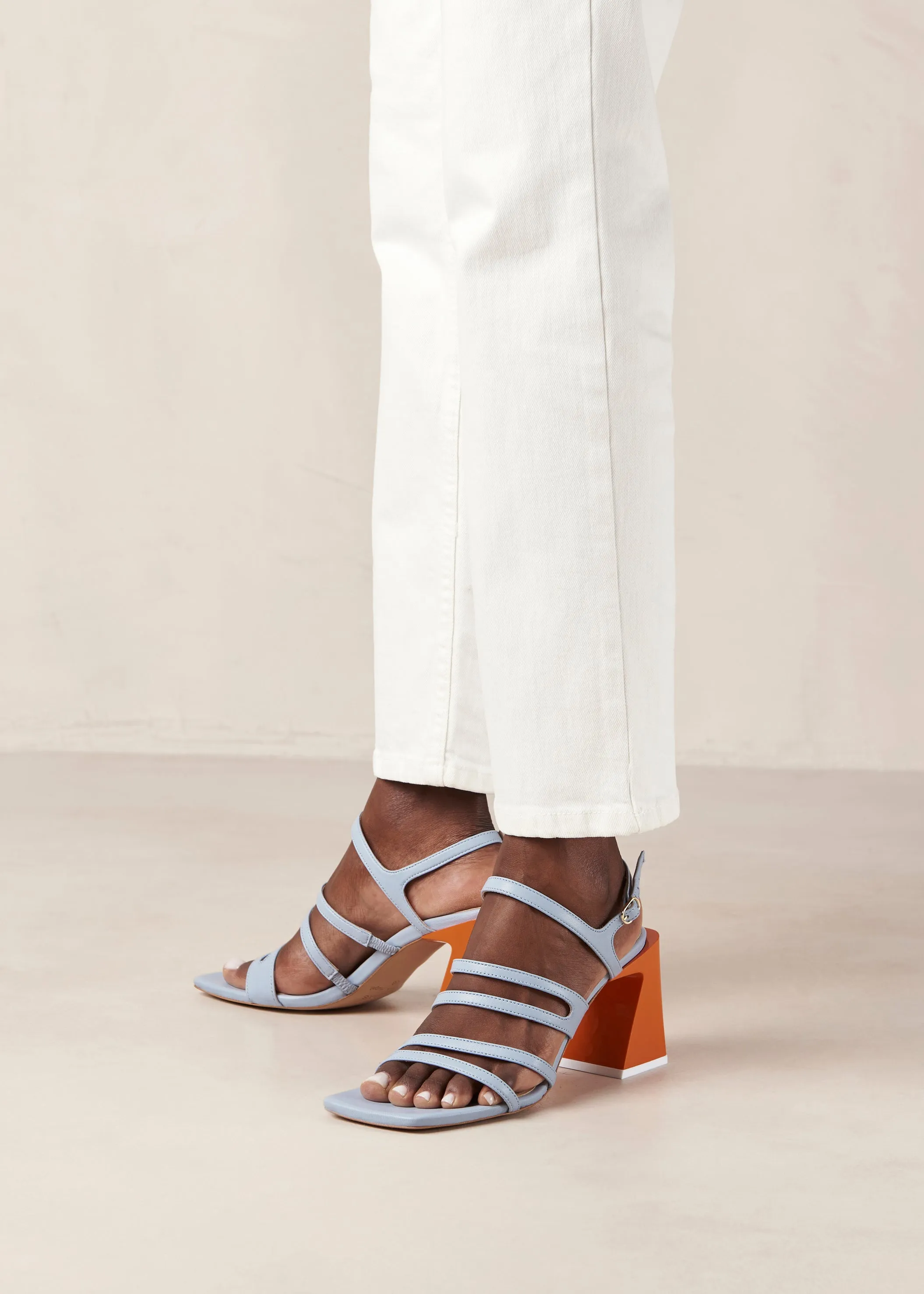 Aubrey Light Blue Leather Sandals