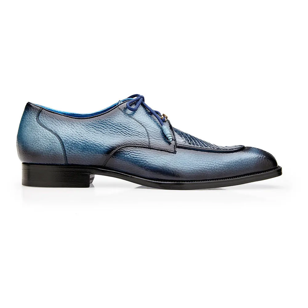 Belvedere Primo Antique Blue Safari Alligator & Pebble Grain Derby Shoes