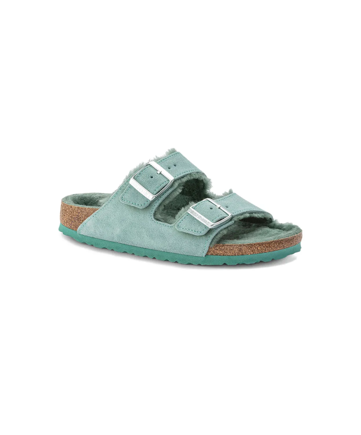 Birkenstock Arizona Suede Leather Shearling Beryl Sandals