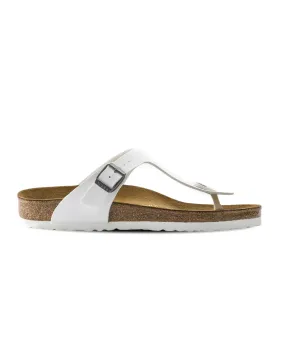 Birkenstock Gizeh Birko-Flor White Pewter Buckle Sandals