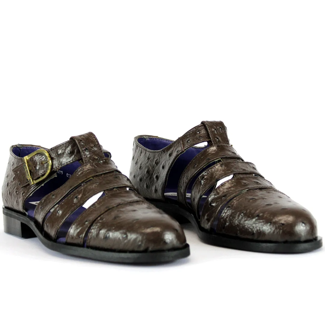 Bishop Choc Ostrich Sandal Shoe