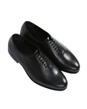 Black Leather Whole Cut Oxford Shoe