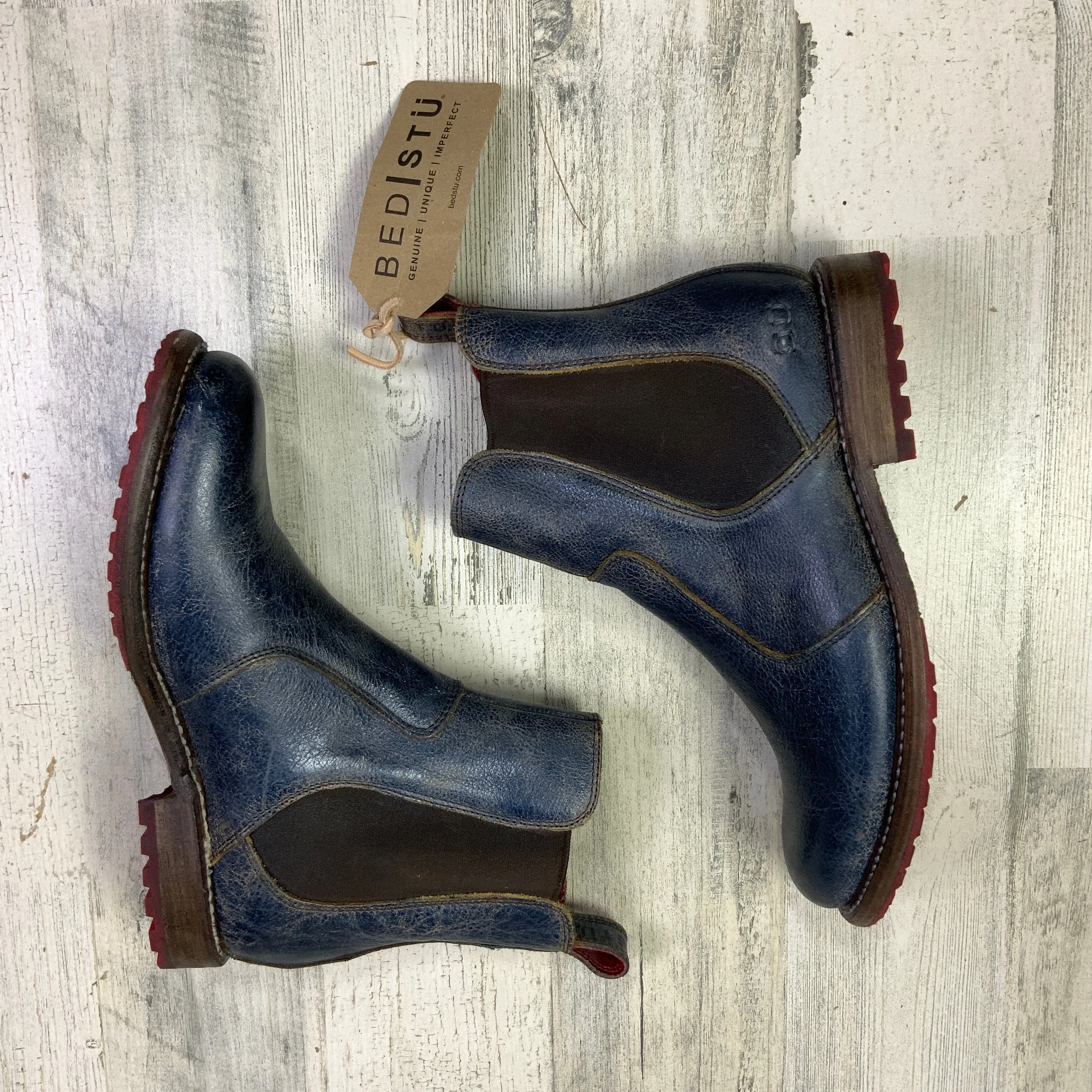 Boots Leather By Bed Stu In Blue, Size: 7.5