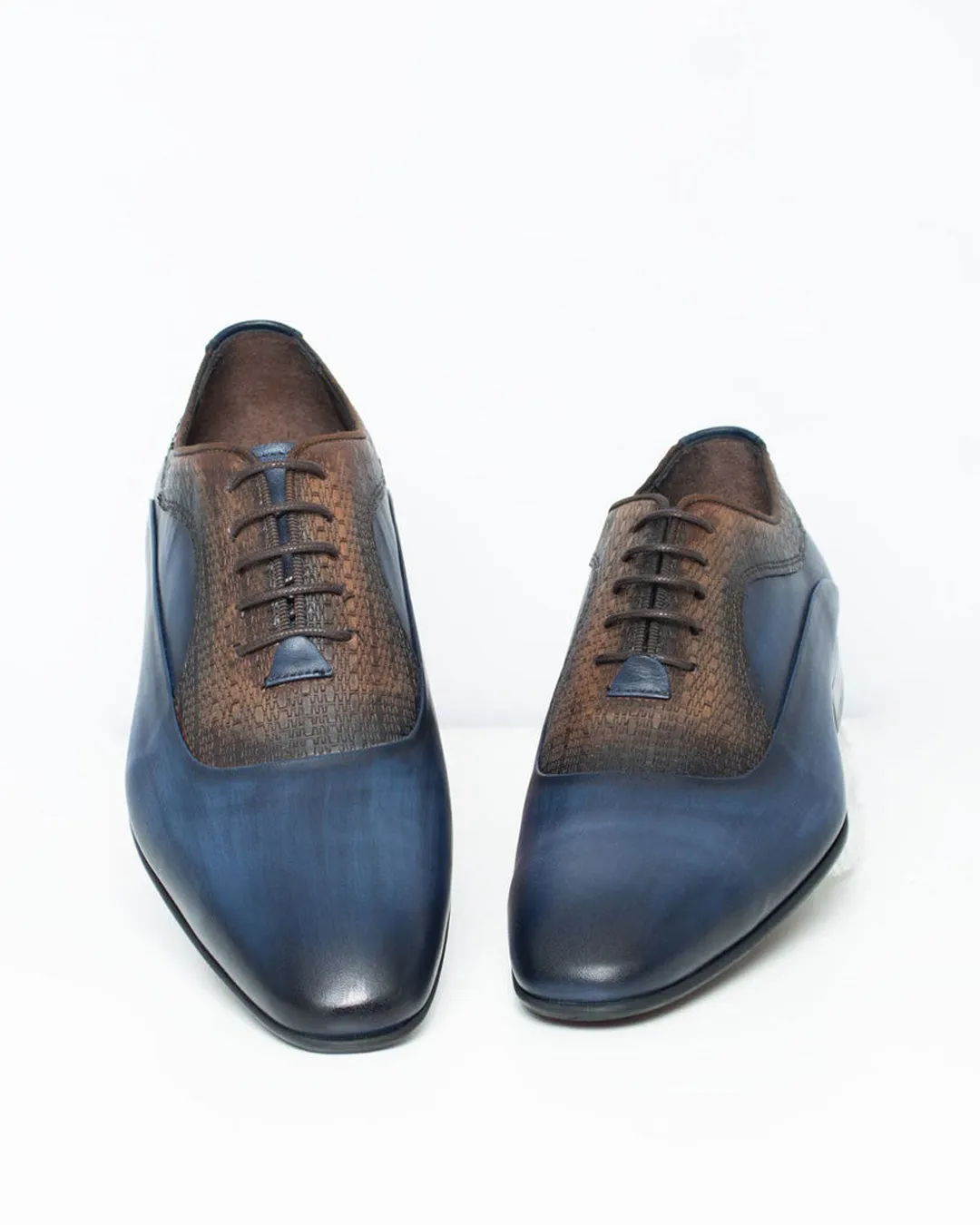 Calvano Formal Mens two tone blue/brown shoe