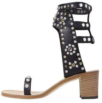 'Carol' Studded Sandals in Black or White