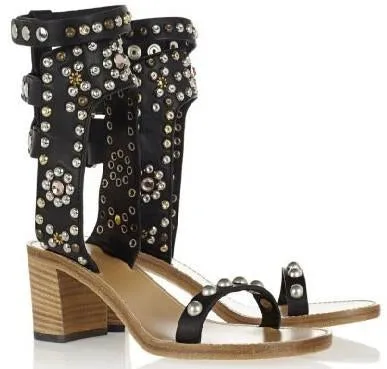 'Carol' Studded Sandals in Black or White