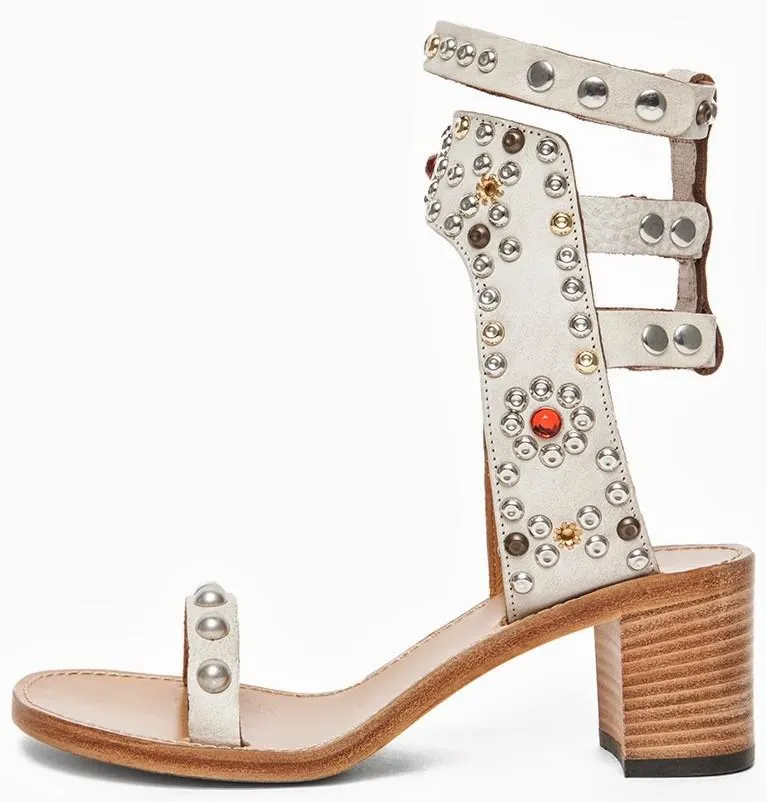 'Carol' Studded Sandals in Black or White