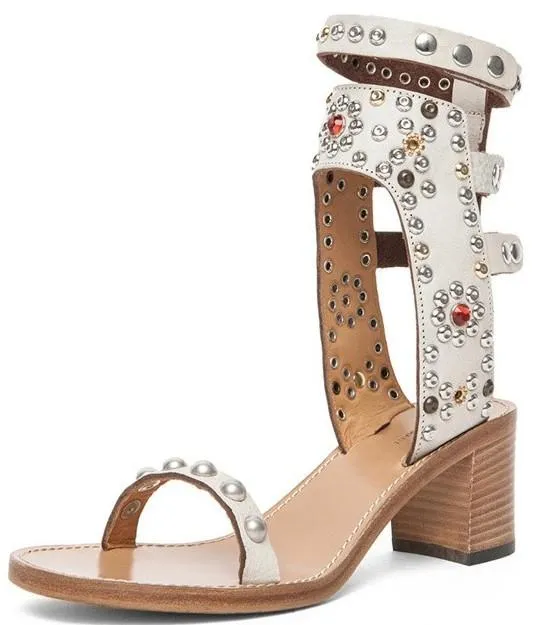 'Carol' Studded Sandals in Black or White