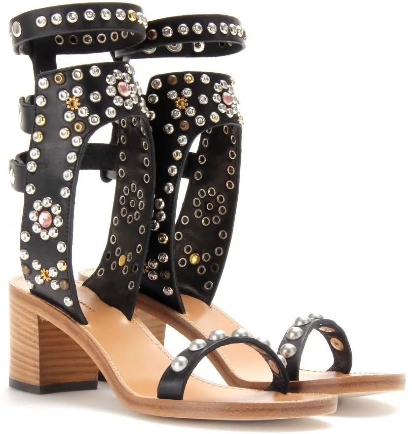 'Carol' Studded Sandals in Black or White