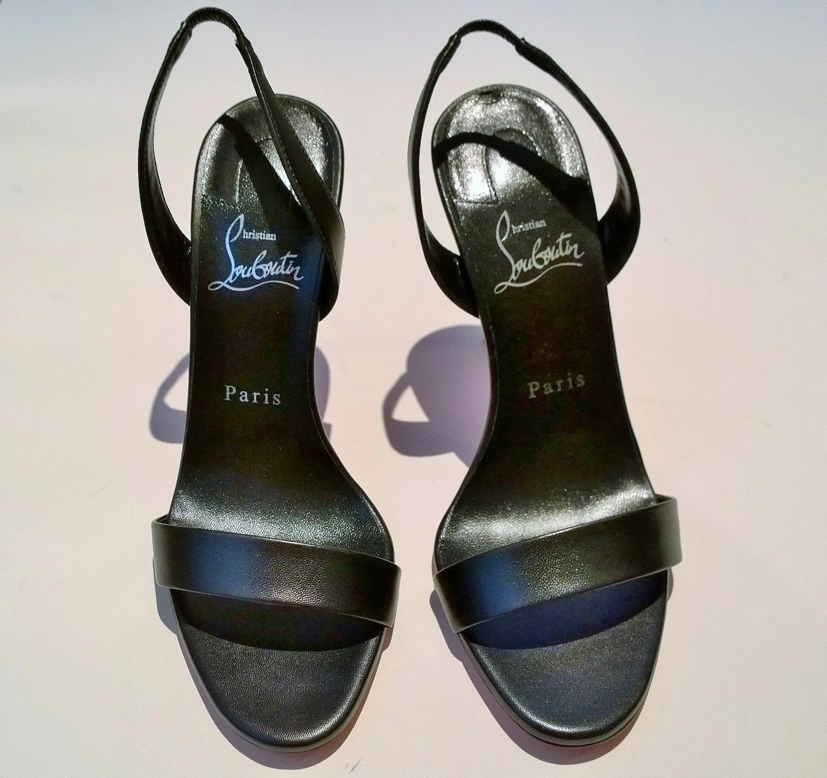 Christian Louboutin O Marylin 100 Black Leather Slingback Sandals New in Box Heels