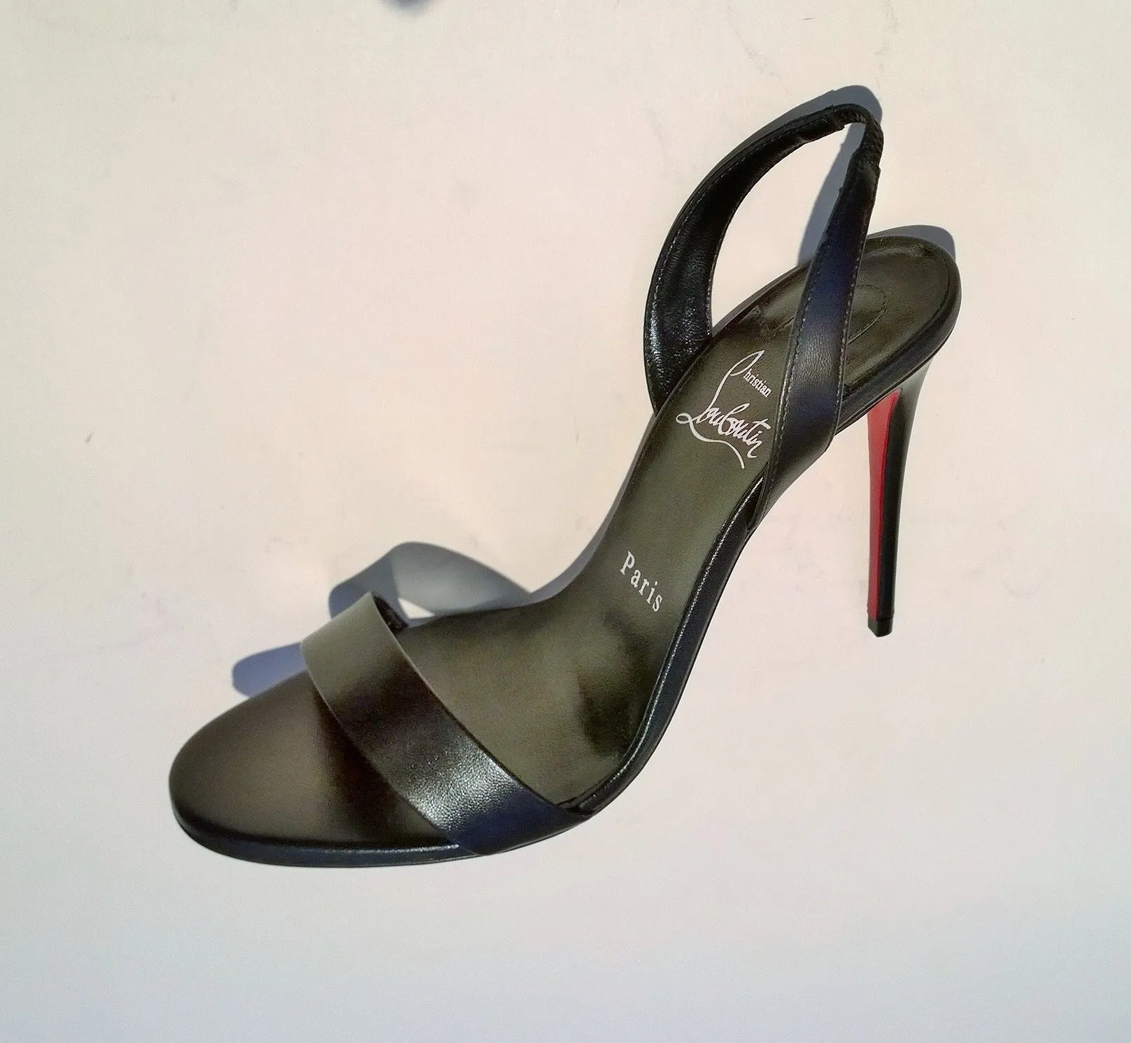 Christian Louboutin O Marylin 100 Black Leather Slingback Sandals New in Box Heels