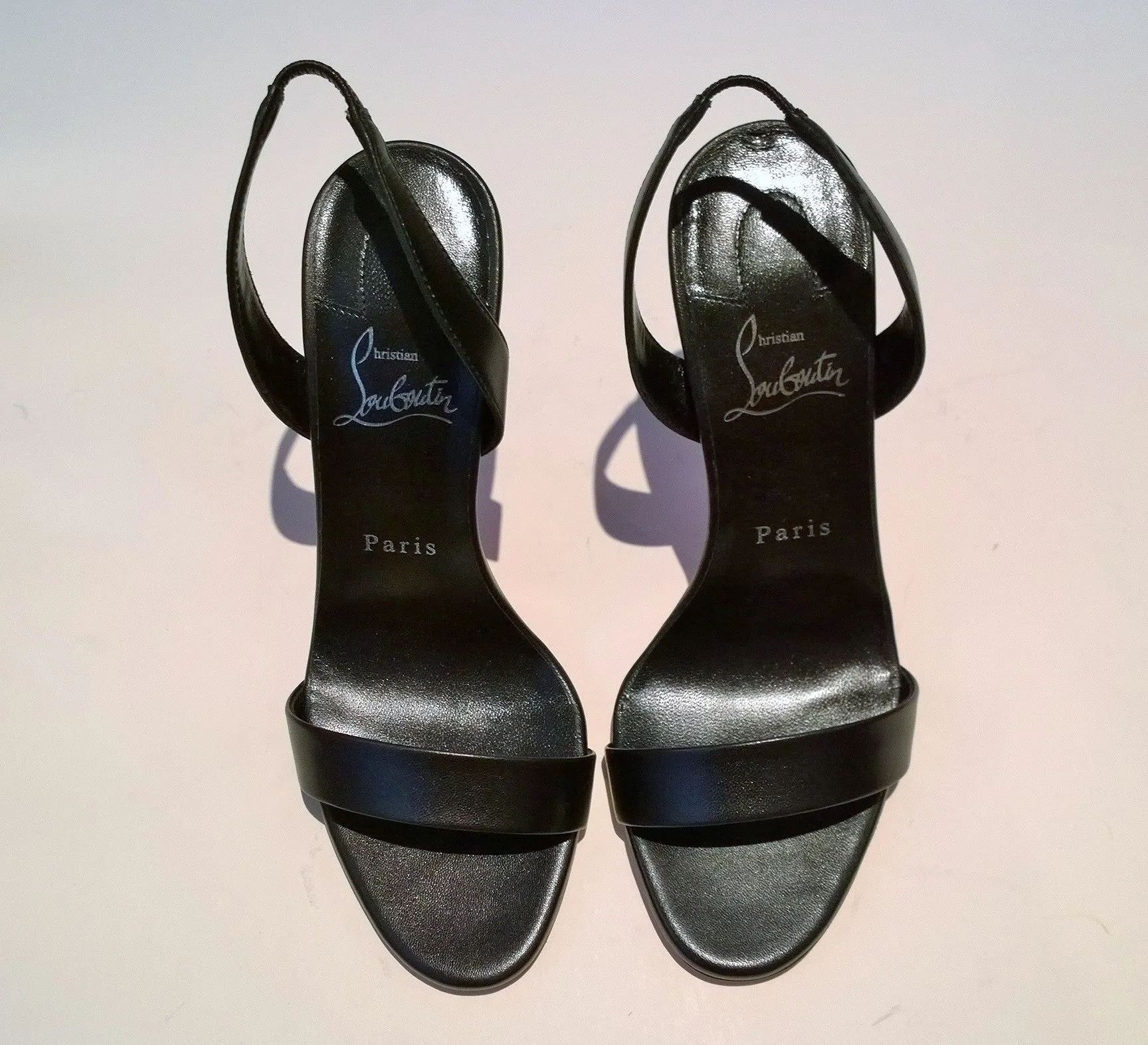 Christian Louboutin O Marylin 100 Black Leather Slingback Sandals New in Box Heels