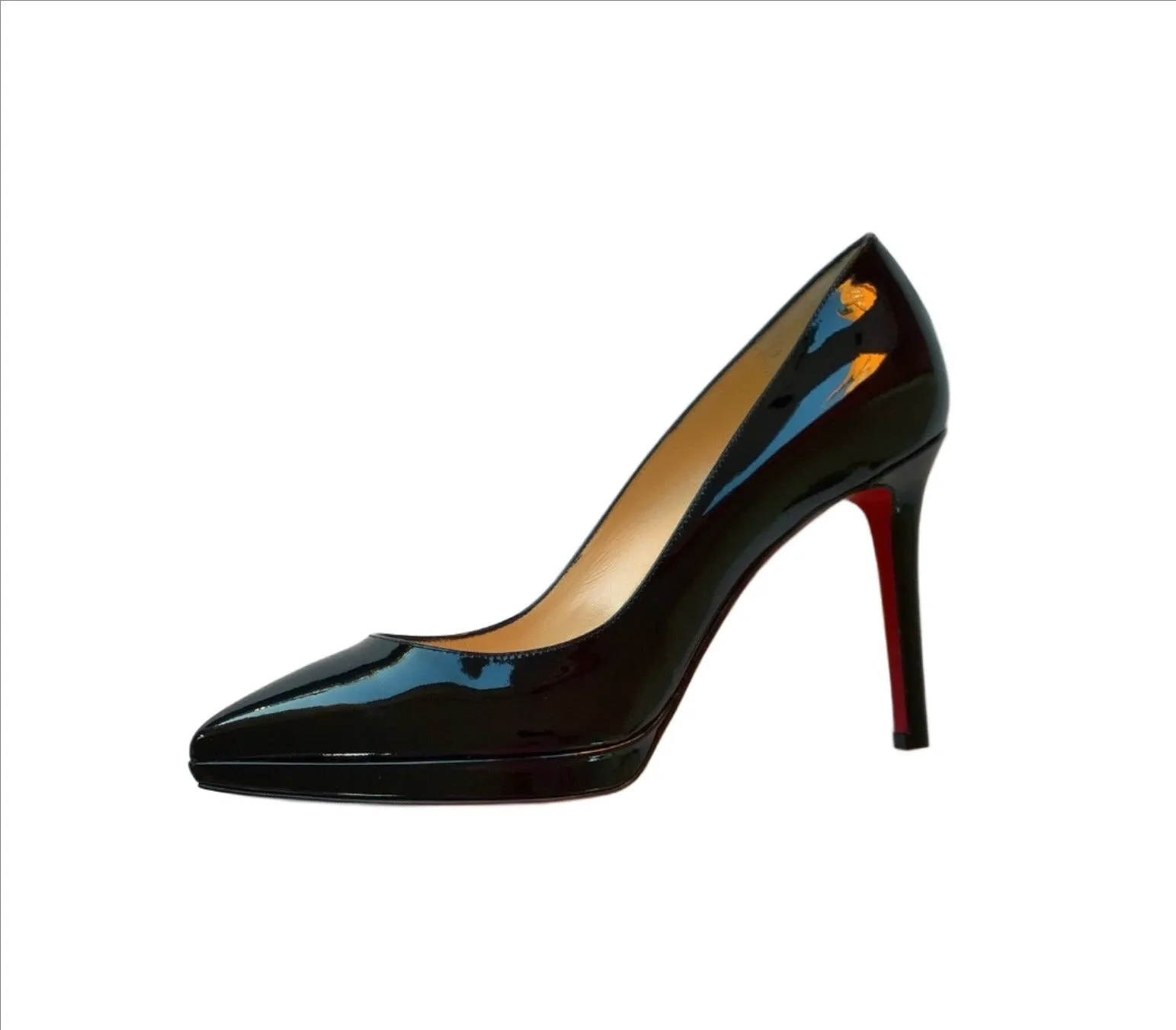 Christian Louboutin Pigalle Plato Black Patent 100 Platform Heels