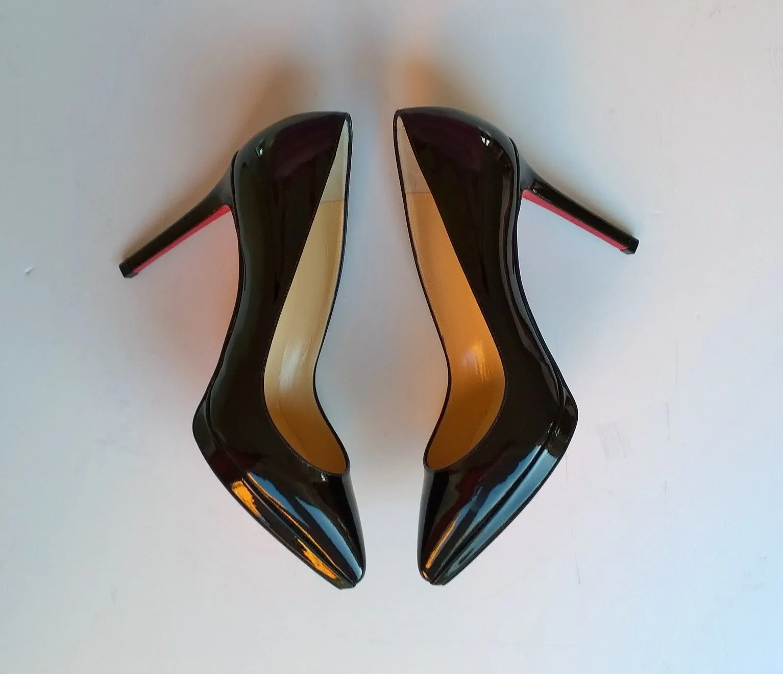 Christian Louboutin Pigalle Plato Black Patent 100 Platform Heels