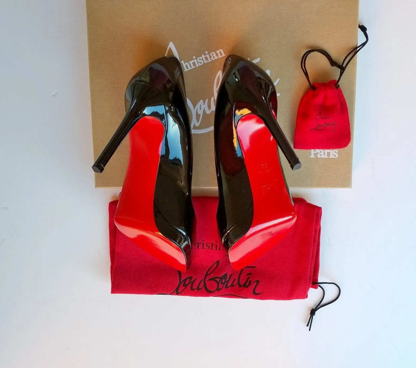 Christian Louboutin Pigalle Plato Black Patent 100 Platform Heels