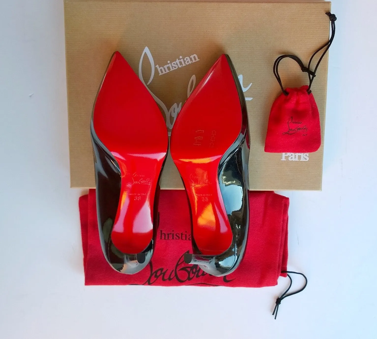 Christian Louboutin Pigalle Plato Black Patent 100 Platform Heels