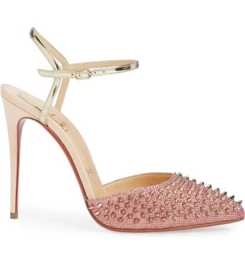 Christian Pink 'baila Spike' Ankle Strap Pumps