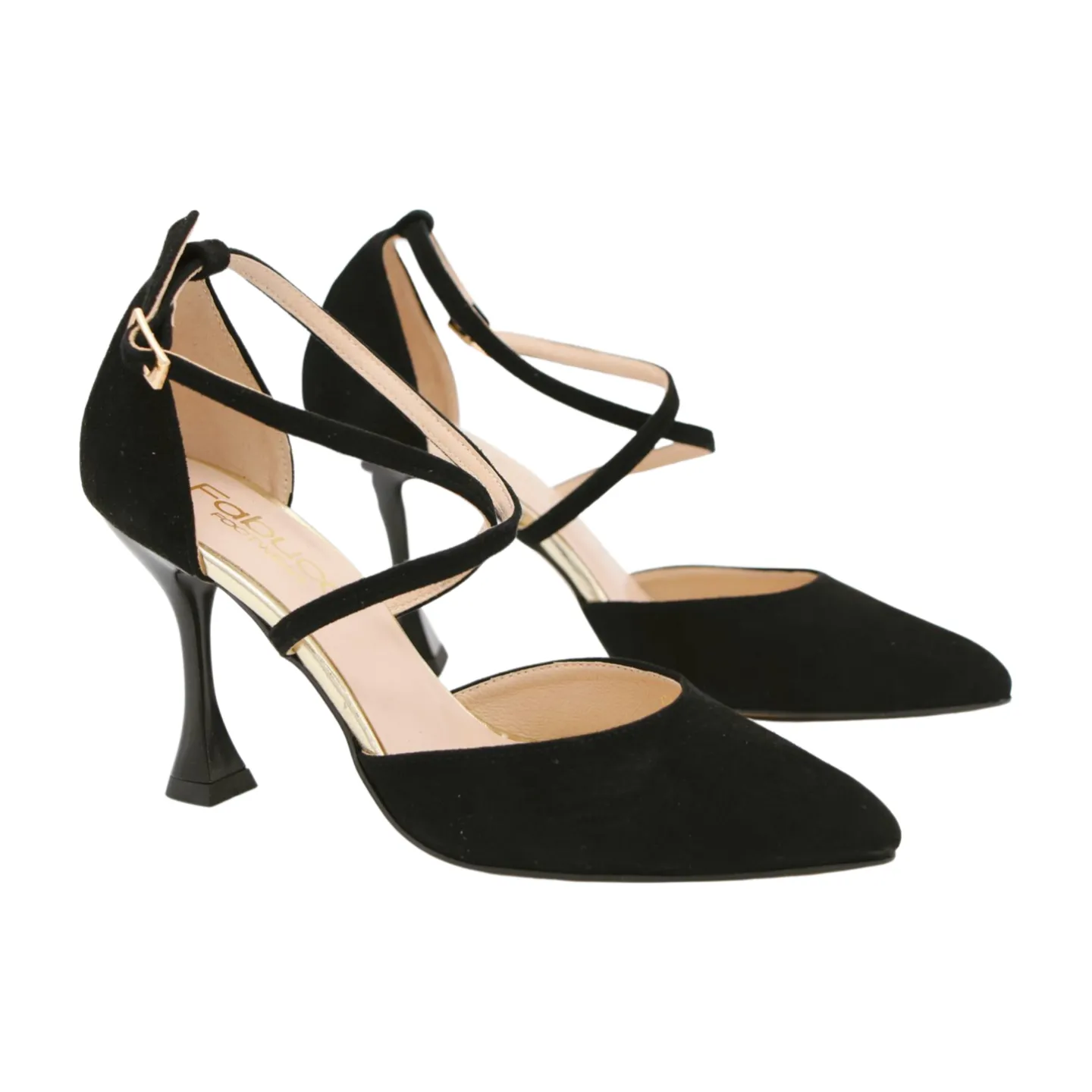 Fabucci Black Criss Cross Point Toe Heels