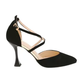 Fabucci Black Criss Cross Point Toe Heels