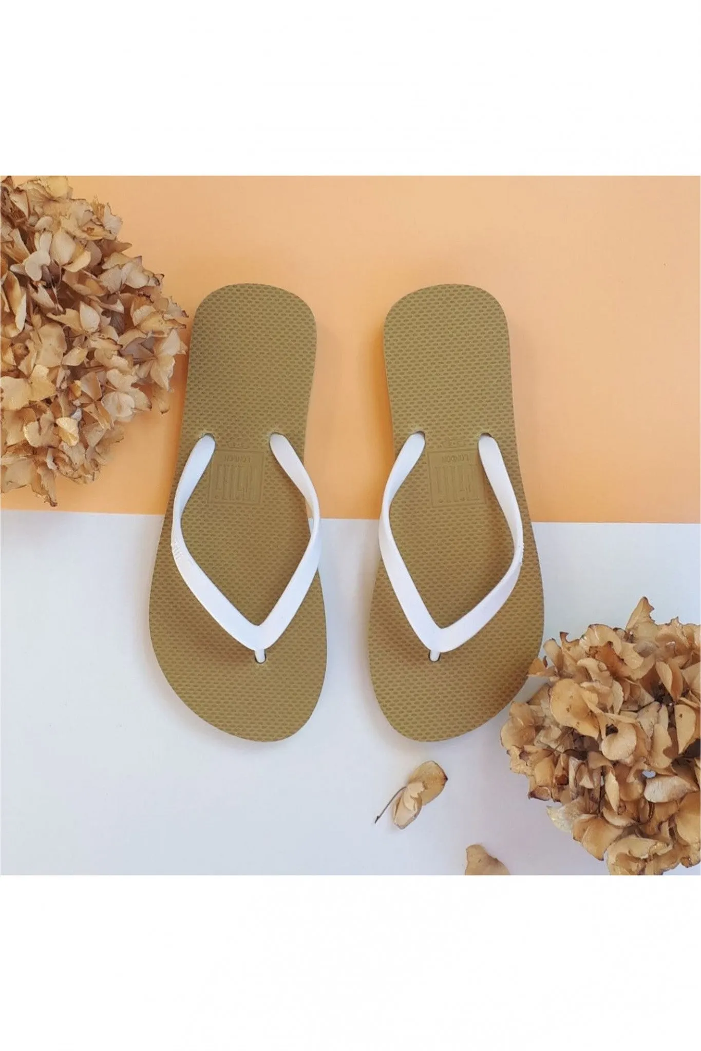 Filli London Naked Flip Flops - White On Gold