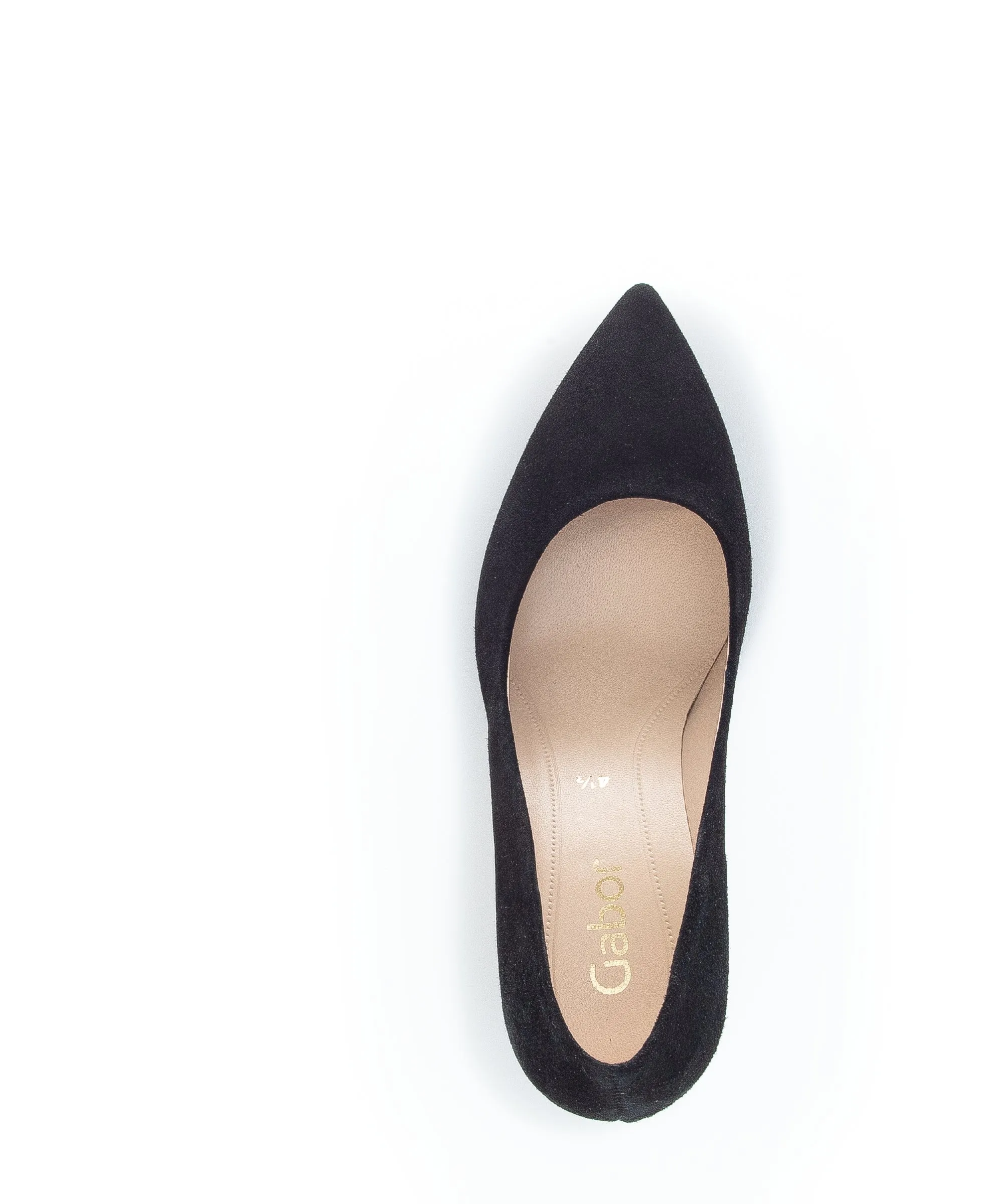 GABOR Black Suede Pointed Toe Court Shoe 38017