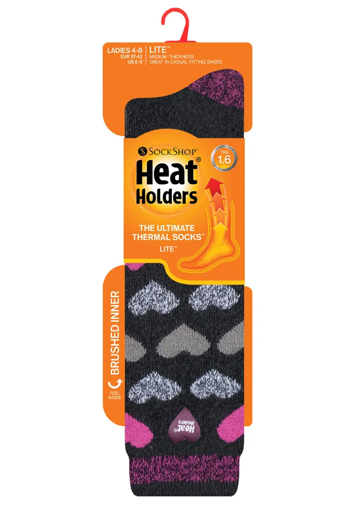 Ladies Lite Jacquard Heart Long Socks - Sutton