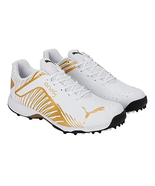 Puma Mens 22 Fh Rubber Vk Cricket Shoe (White-Gold-Black)