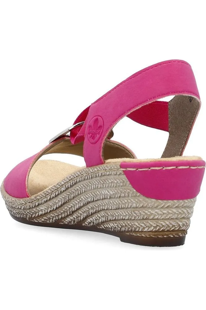 Rieker Ladies Sandals 624H6-32 multi Pink