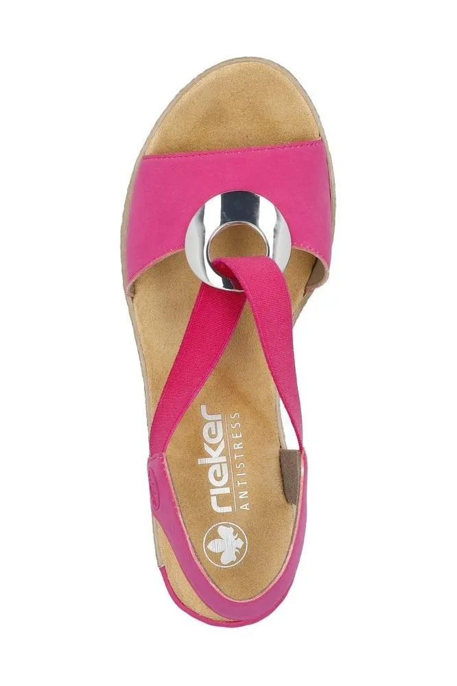 Rieker Ladies Sandals 624H6-32 multi Pink