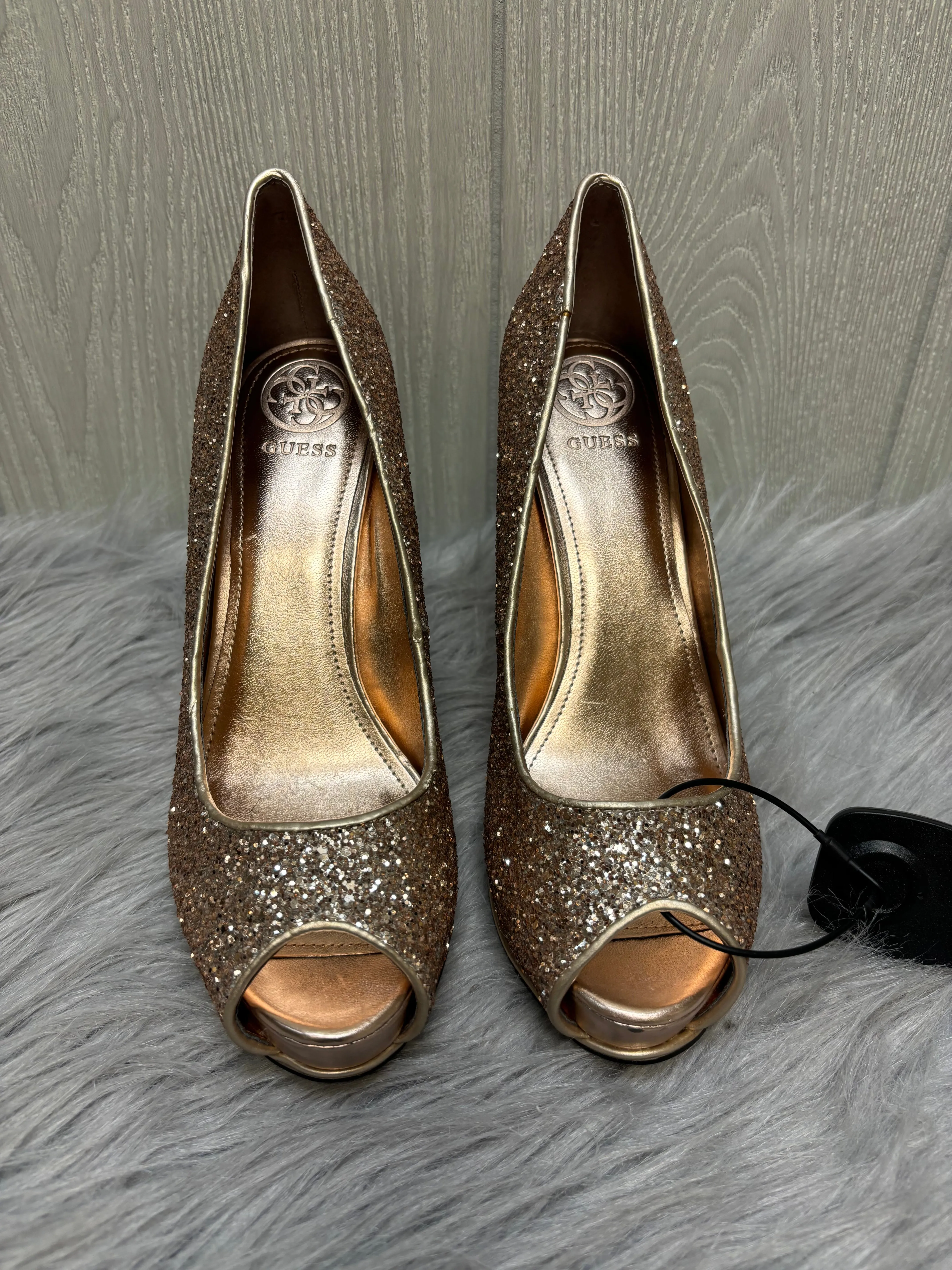 Rose Gold Shoes Heels Stiletto Guess, Size 8