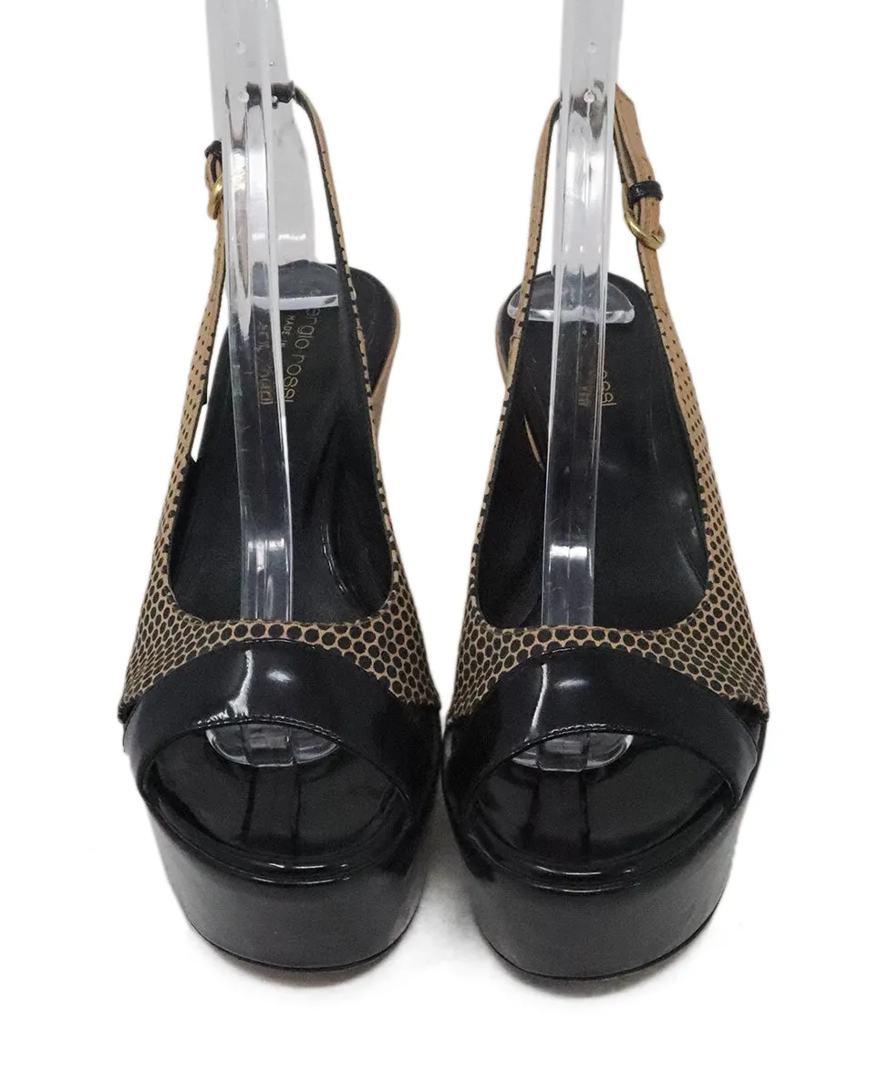 Sergio Rossi Black & Tan Print Platforms sz 7.5