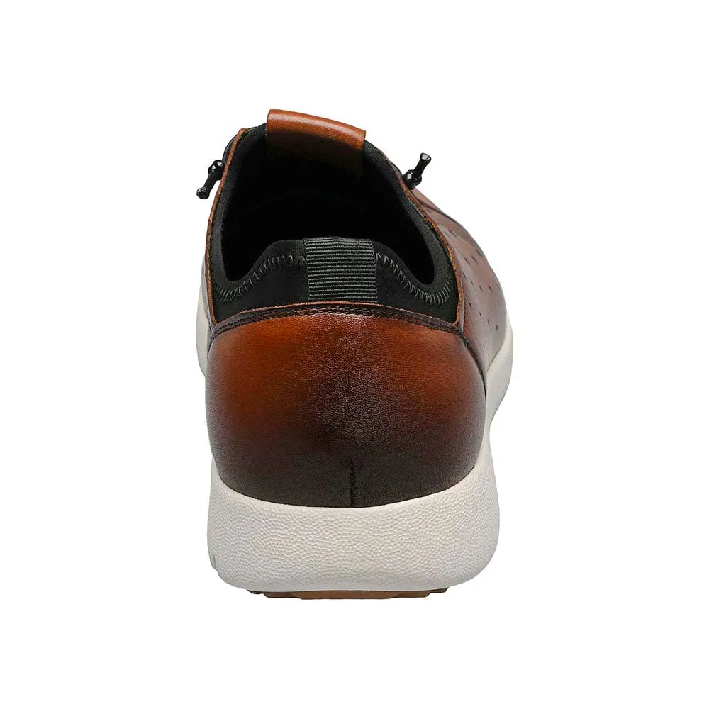 Stacy Adams Halden Cognac Smooth Leather Cap Toe Elastic Lace Up Mens Sneaker