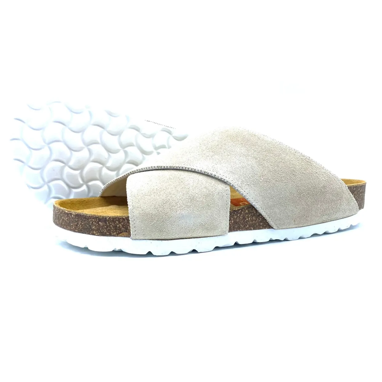 Una Cross-over Sandals | Premium Italian Suede Cream