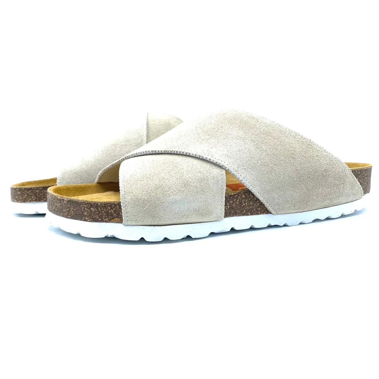 Una Cross-over Sandals | Premium Italian Suede Cream