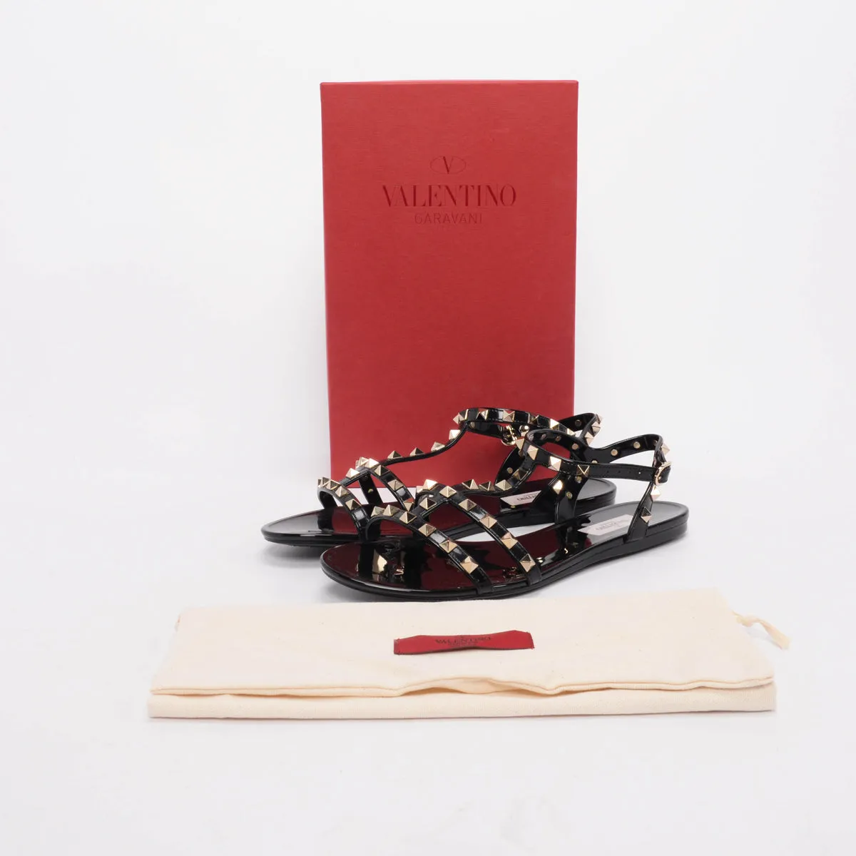 Valentino Black Jelly Rockstud Sandals 41