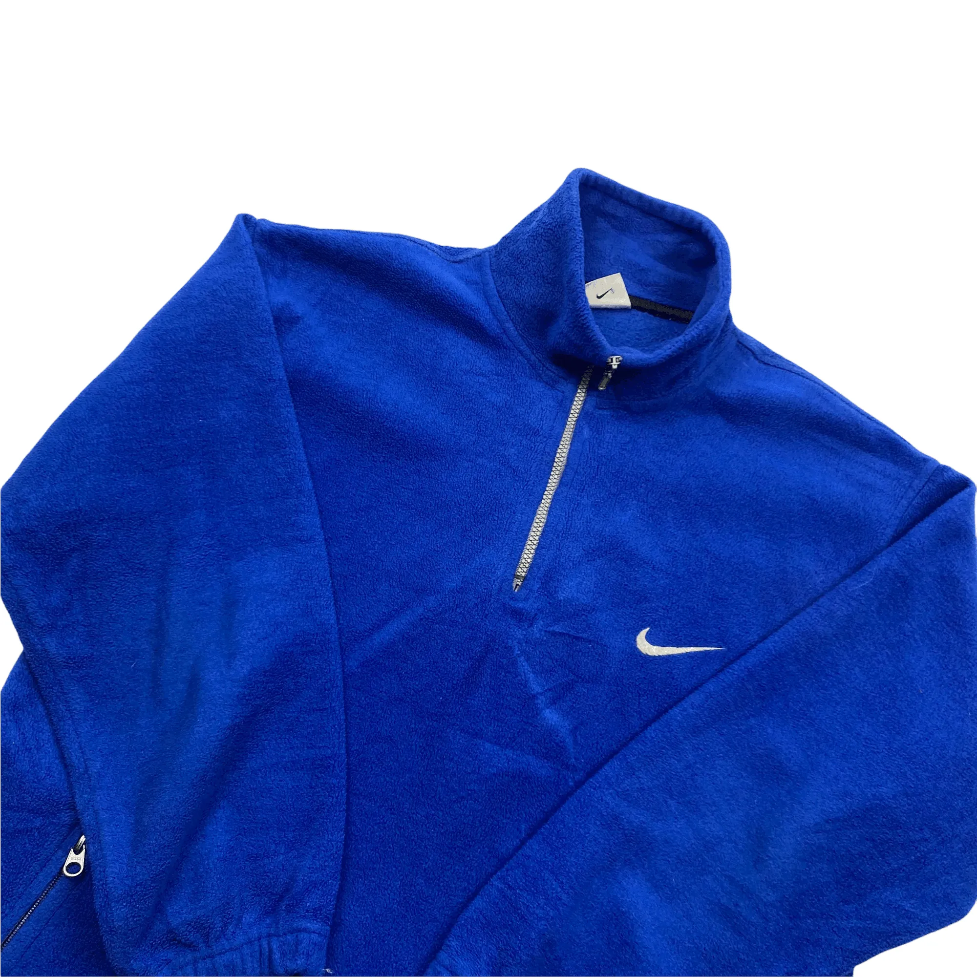 Vintage 90s Blue Nike Large Logo Quarter Zip Fleece - Large